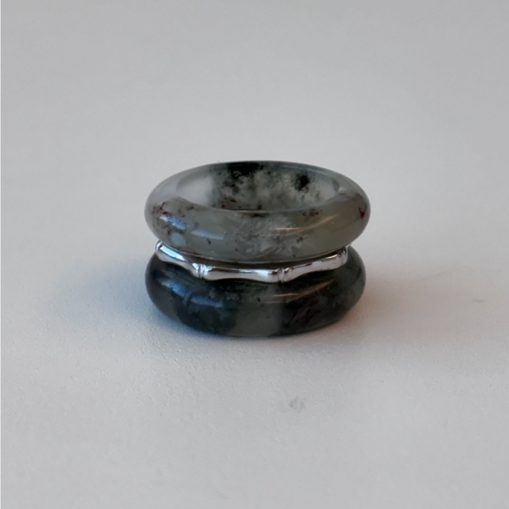 Stone Trilogy Stack  Jade Ring Set Of 3 Bands, Size 7